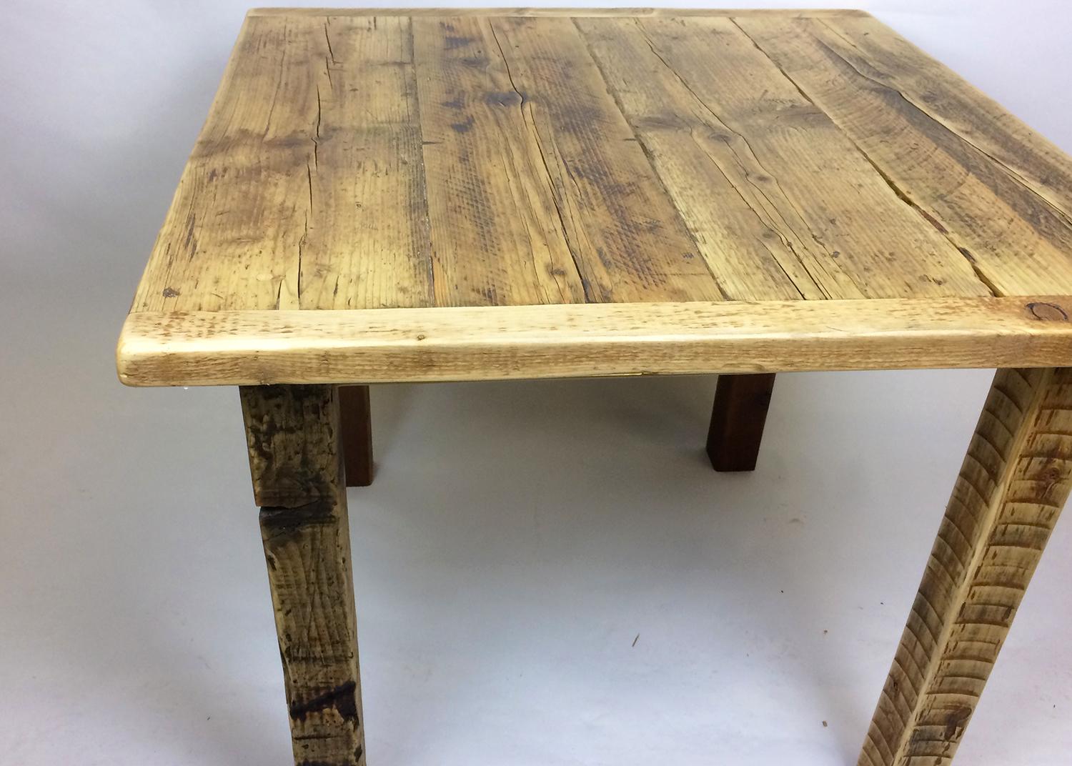 Small square dining table, made from reclaimed wood