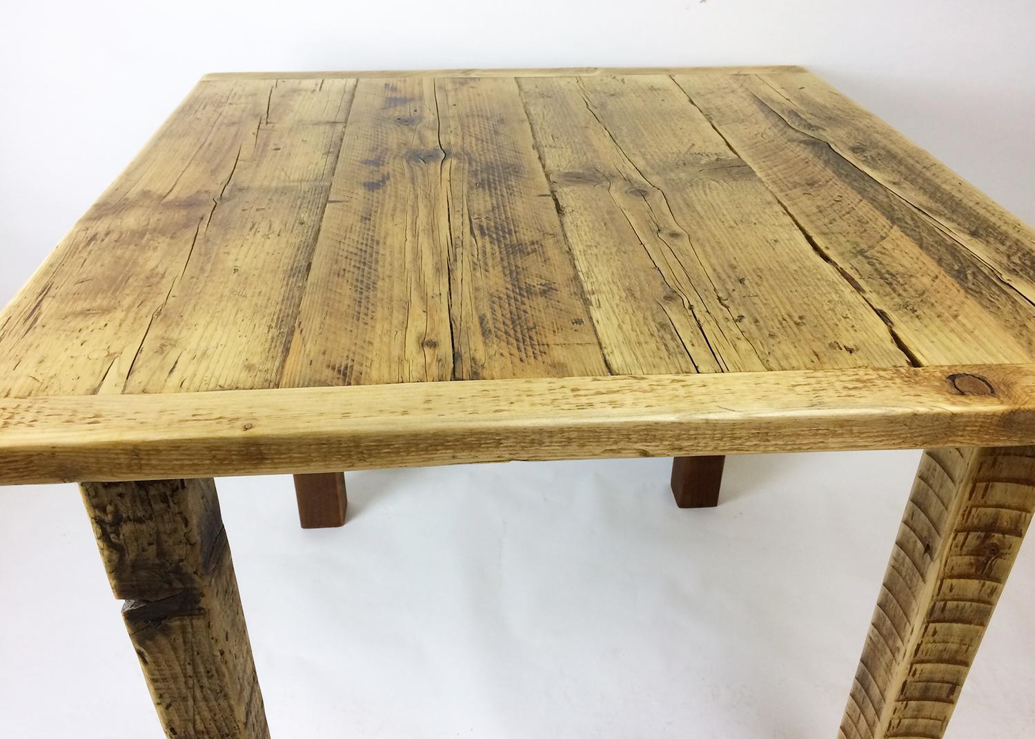 Small square dining table, made from reclaimed wood