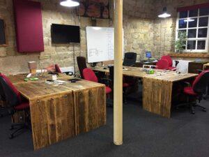 Reclaimed wood commercial office desks