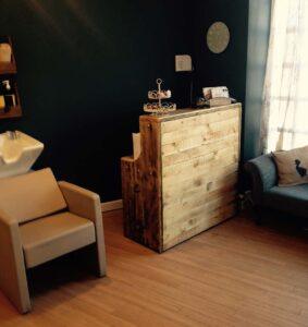 Reclaimed wood salon desk