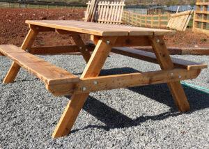 Picnic table made from reclaimed wood