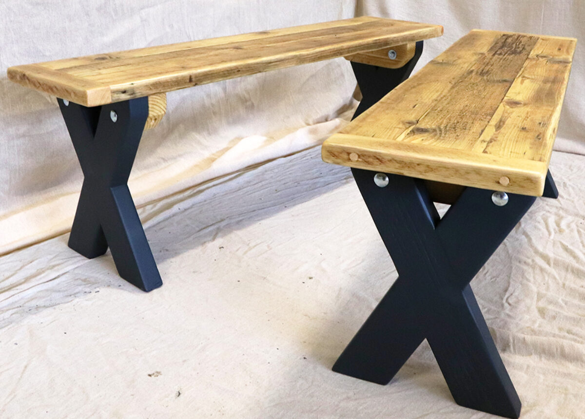 Benches made from reclaimed wood