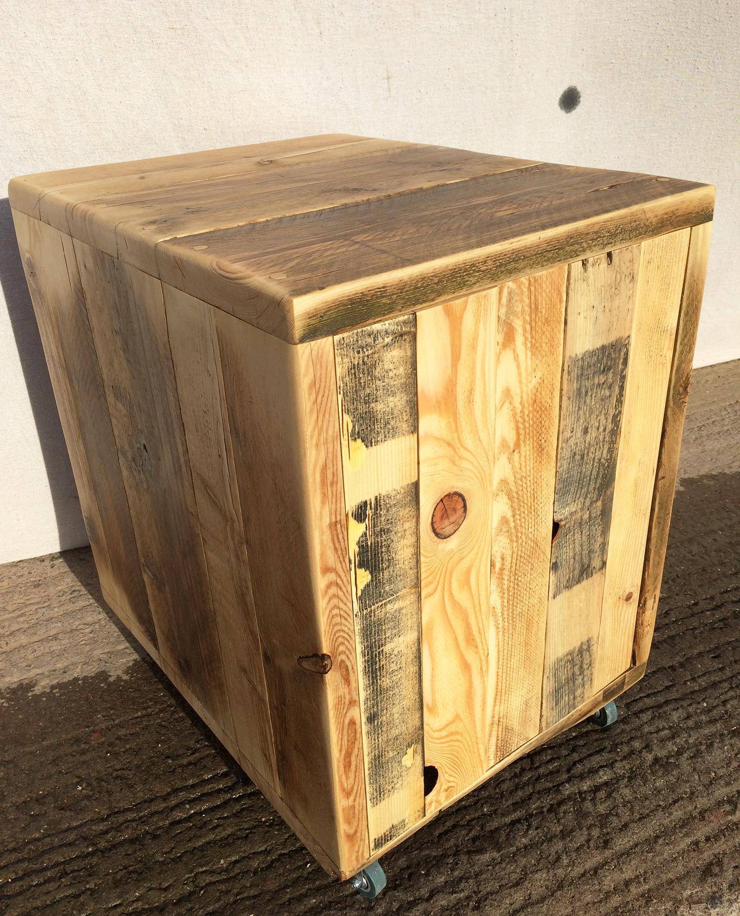 Filing cabinet made from reclaimed wood